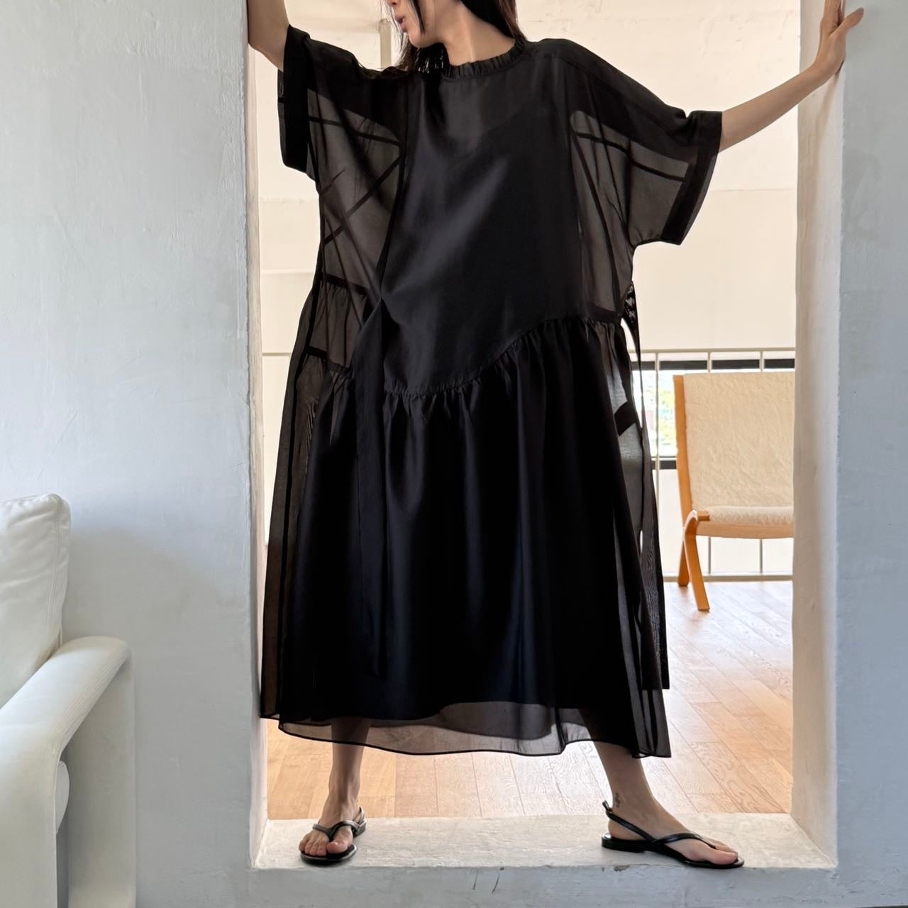 Airy Sheer Ribbon Dress