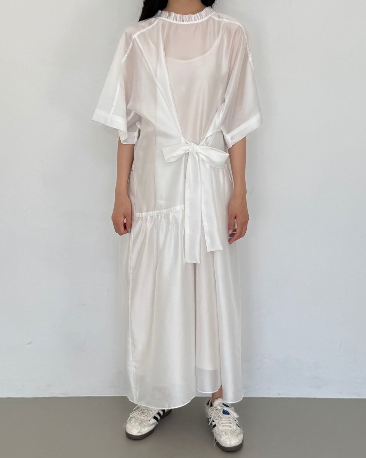Airy Sheer Ribbon Dress